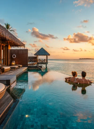 Luxury travel experience at a premium overwater resort with ocean views