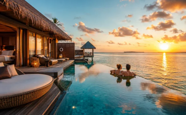 Luxury travel experience at a premium overwater resort with ocean views